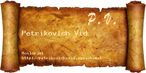 Petrikovich Vid névjegykártya